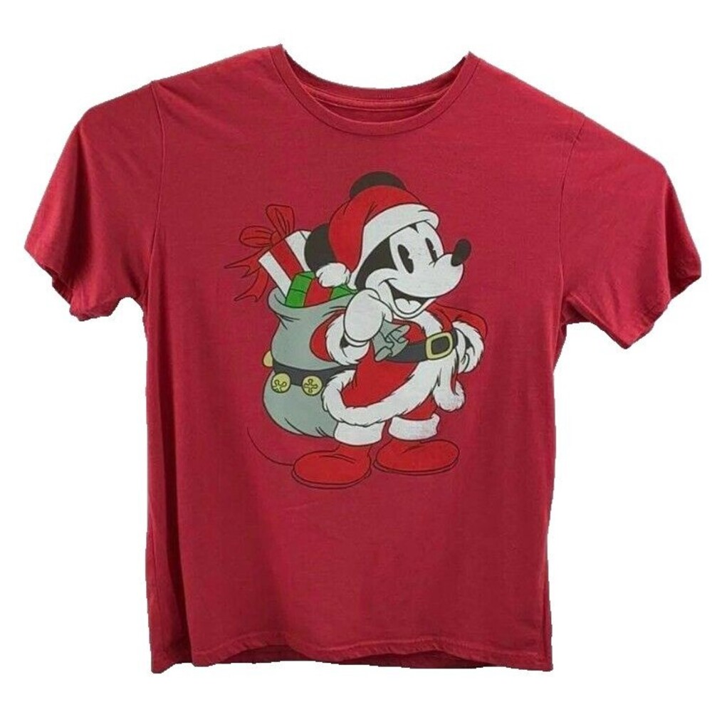Disney Mickey Mouse Santa Claus Christmas Shirt Red Men’s XL Holiday
